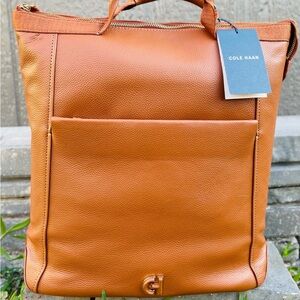 NWT Cole Haan Grand Ambition Leather Convertible (Unisex)Backpack - British Tan